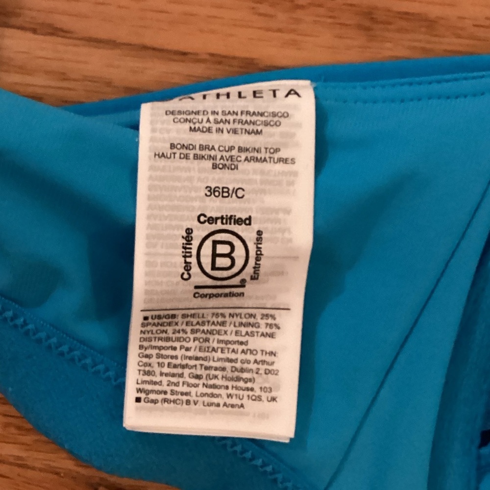 NWT ATHLETA BONDI 36 BC BRA CUP BIKINI TOP UNDERWIRE - ADJUSTABLE FIT QUICK DRY - Picture 9 of 11